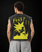 Punk Vintage Oversized Vest – back view on model