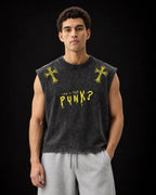 Punk Vintage Oversized Vest – front view on model