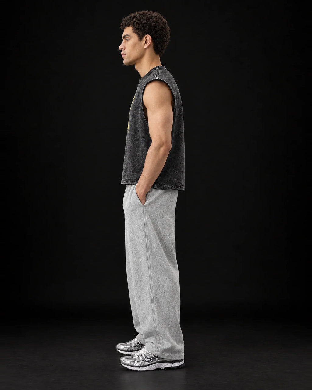 Punk Vintage Oversized Vest – side view on model
