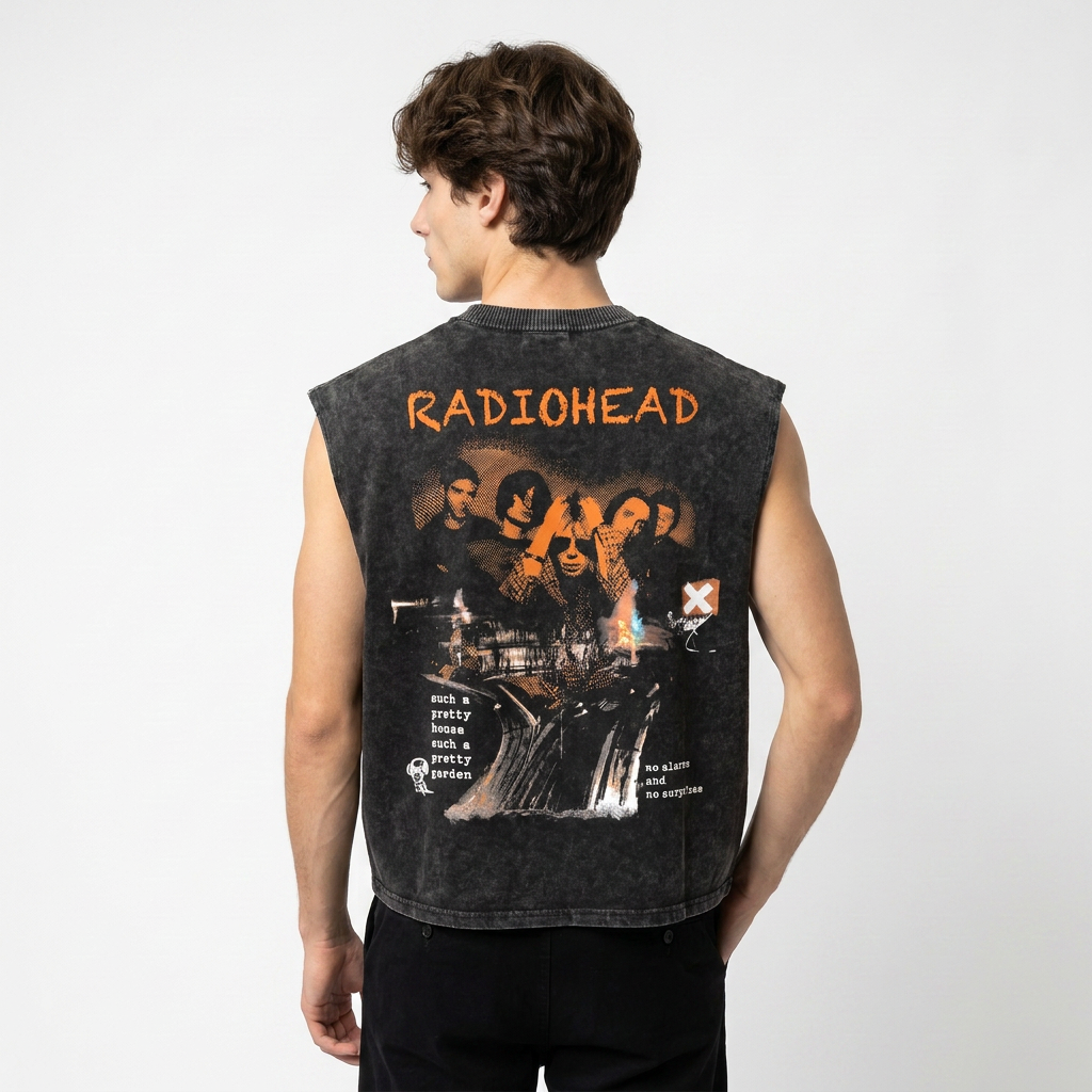 Radiohead No Surprises Acid Wash Vest