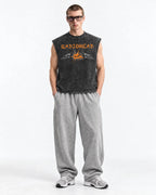 Radiohead No Surprises Acid Wash Vest – full body view on model
