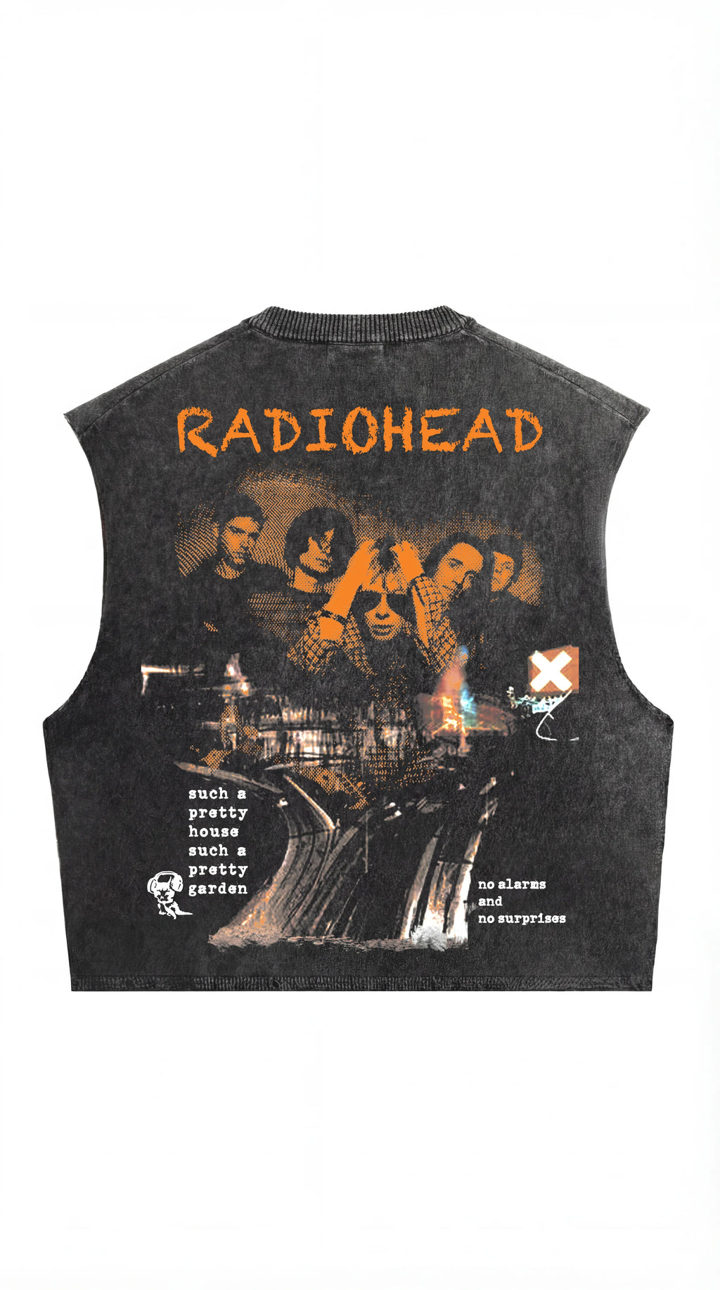 Radiohead No Surprises Acid Wash Vest