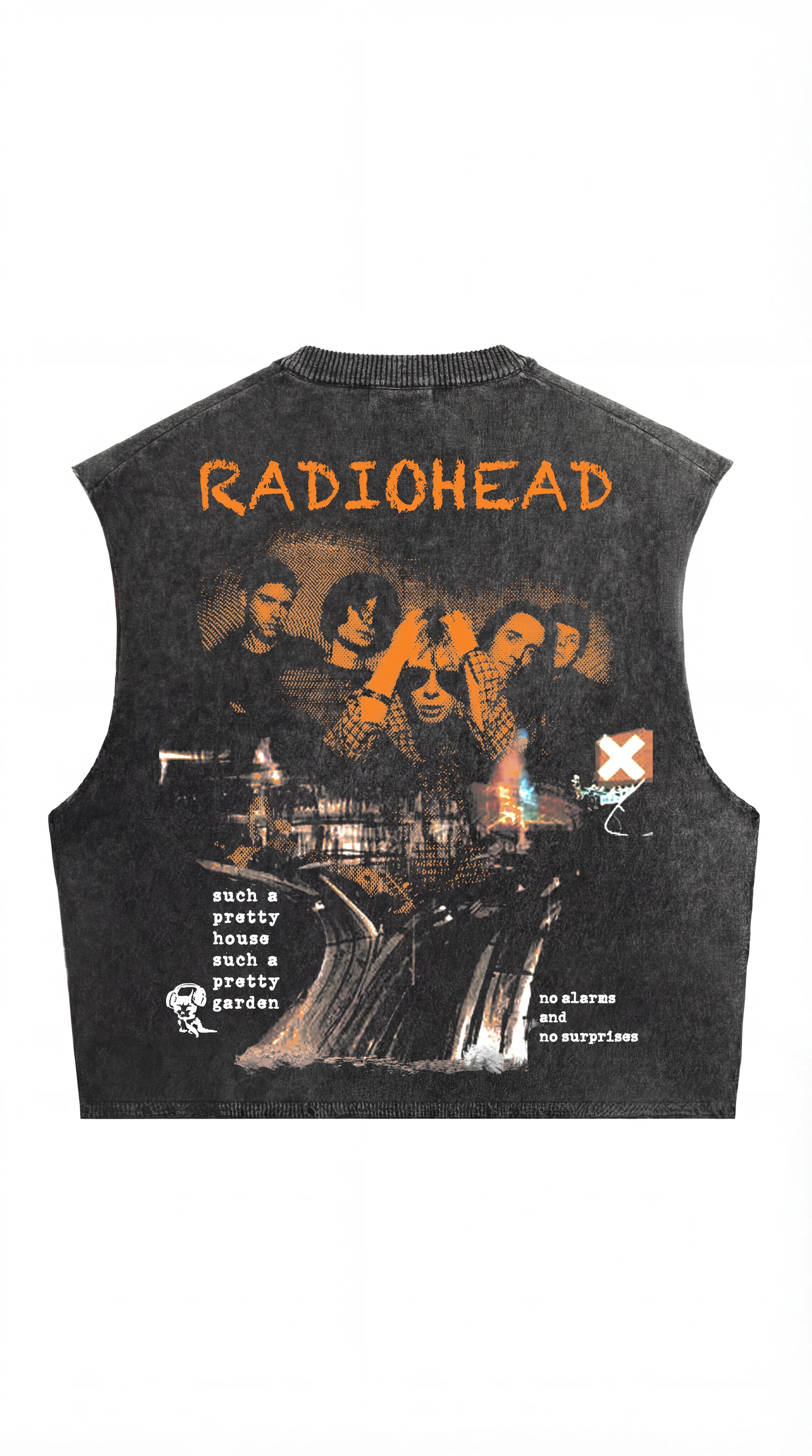 Radiohead No Surprises Acid Wash Vest