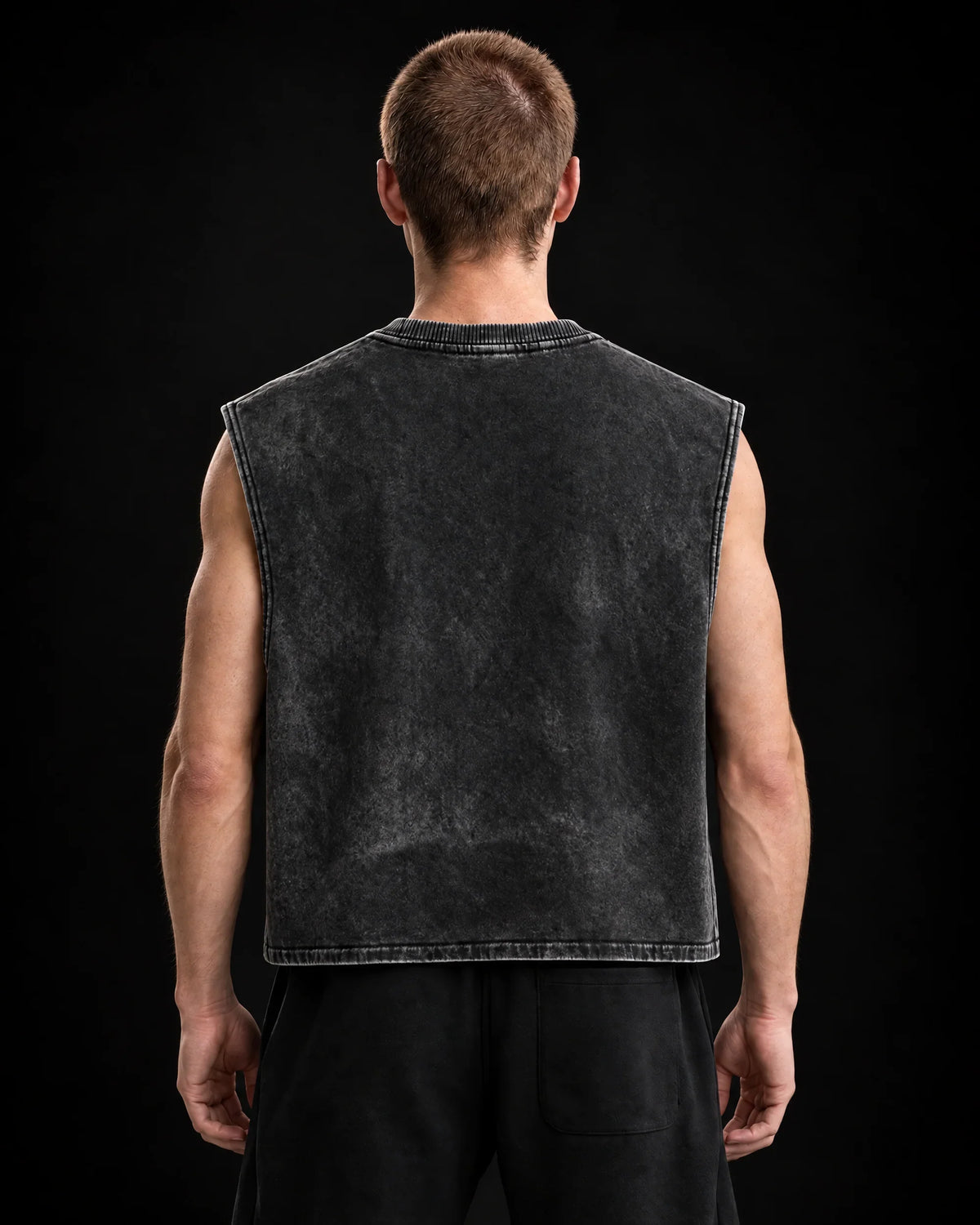 Revenge Arc Oversized Vest – back view on model
