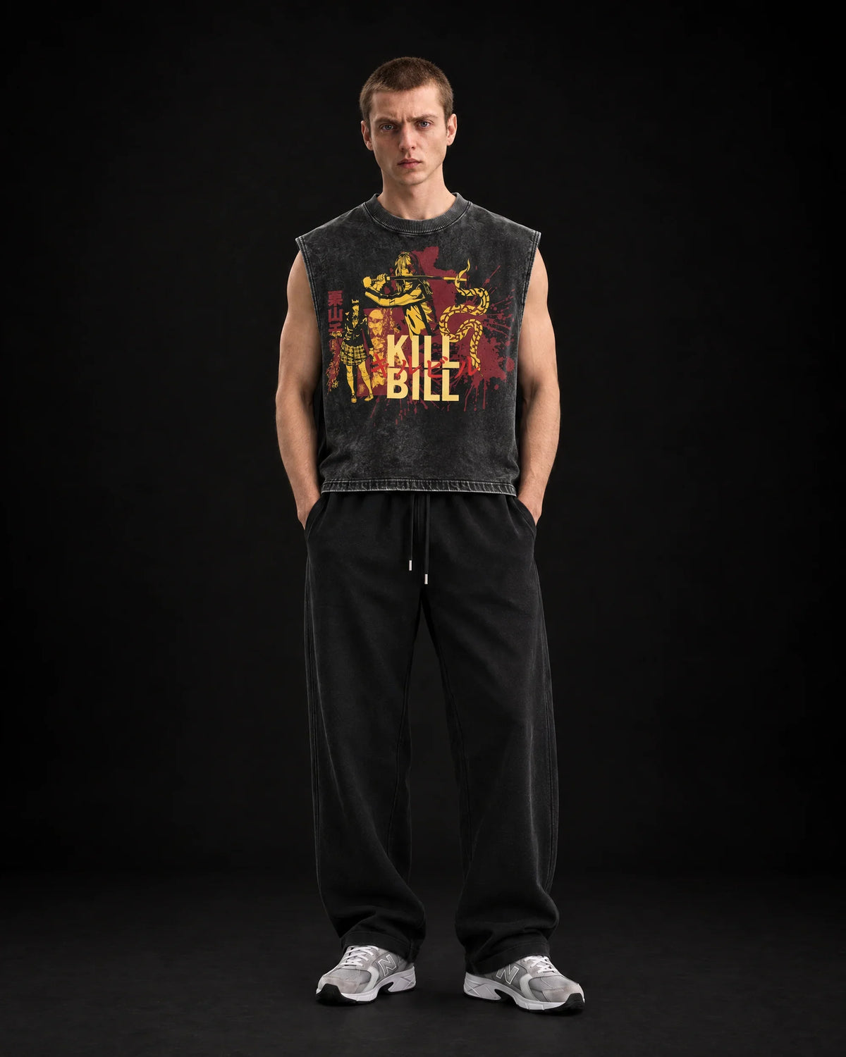 Revenge Arc Oversized Vest – full body view on model