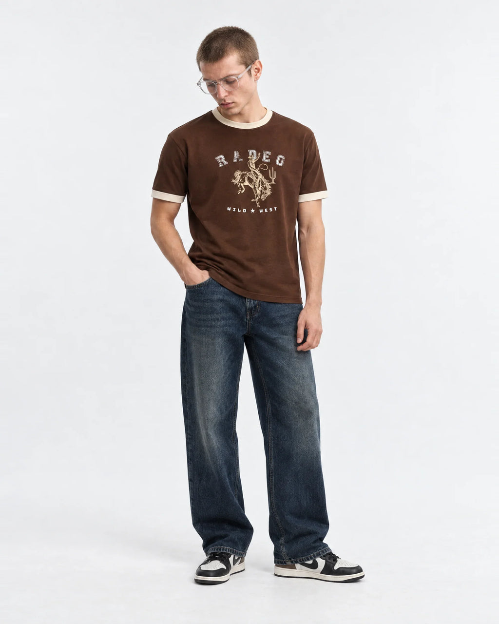 RADEO WILD WEST RINGER TEE — full-body front view on model