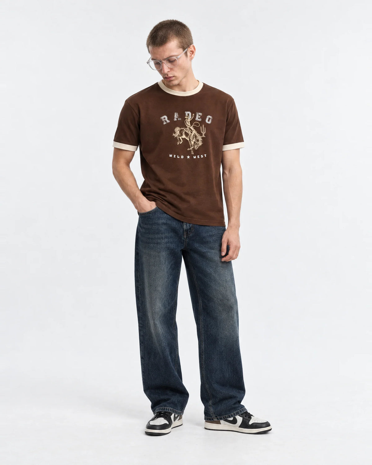 RADEO WILD WEST RINGER TEE — full-body front view on model