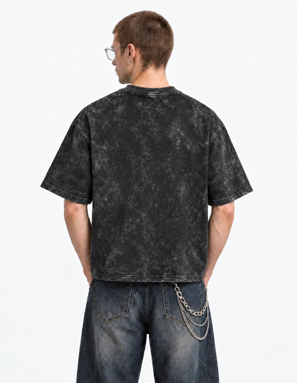 Salman Khan Fine Shyt Boxy Acid Wash Tee — back view