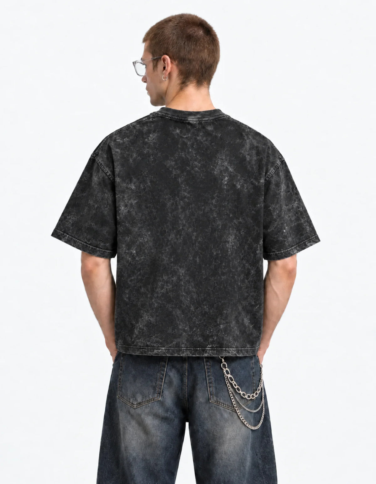 Salman Khan Fine Shyt Boxy Acid Wash Tee — back view