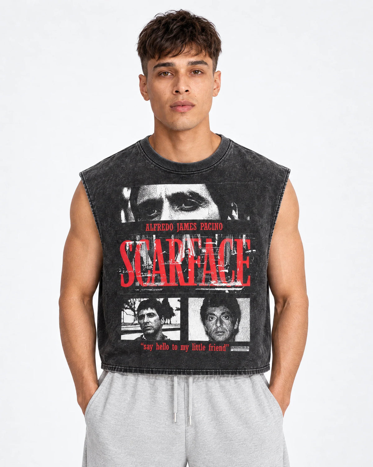 Scarface Unplugged Oversized Vest – front view on model