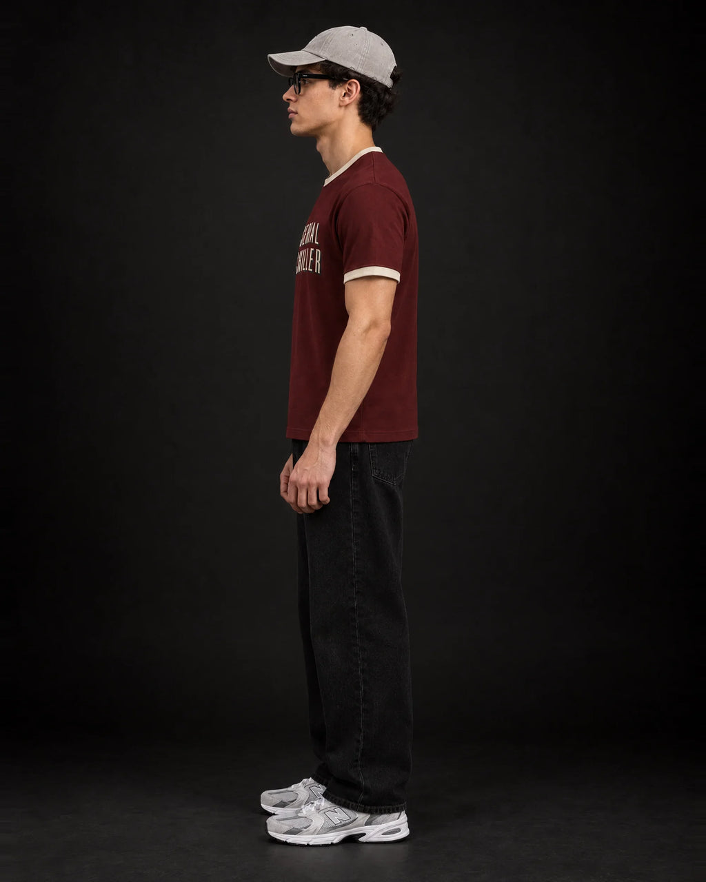 Serial Chiller Ringer Tee — side view on model
