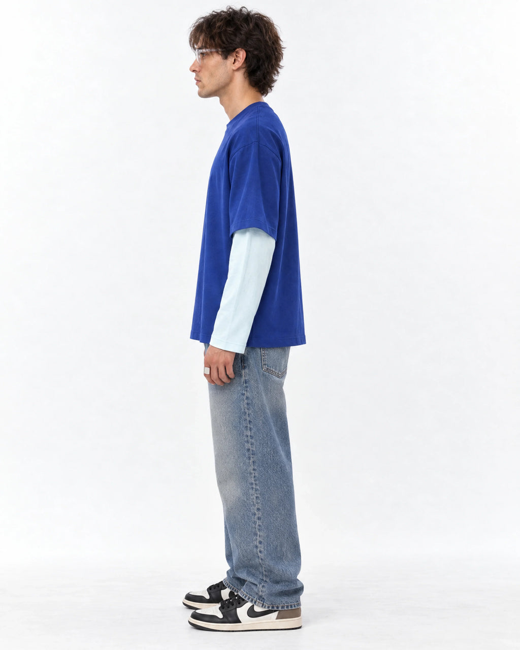Royal Blue & Sky “07” Oversized Layered T-Shirt
