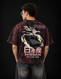 Skyline R32 Dragon Drift Acid Wash Oversized Tee — back view