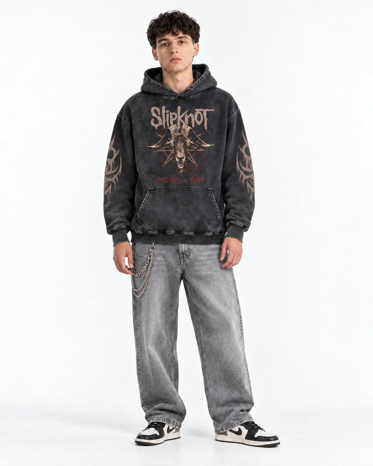 Slipknot - People = Shit Sigil - Acid Wash Hoodie - full-body view