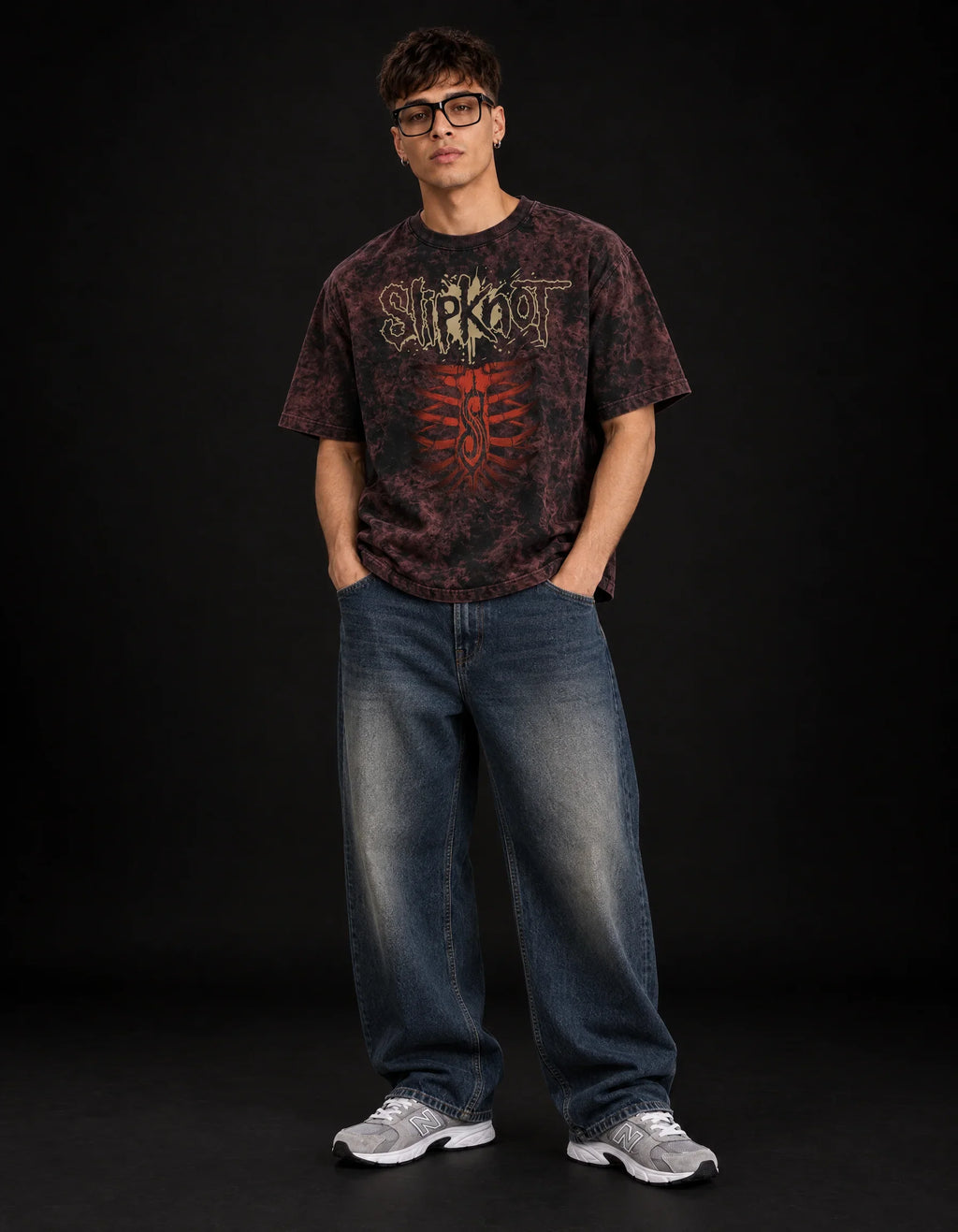 Slipknot Wait And Bleed Boxy Acid Wash Tee — full-body view
