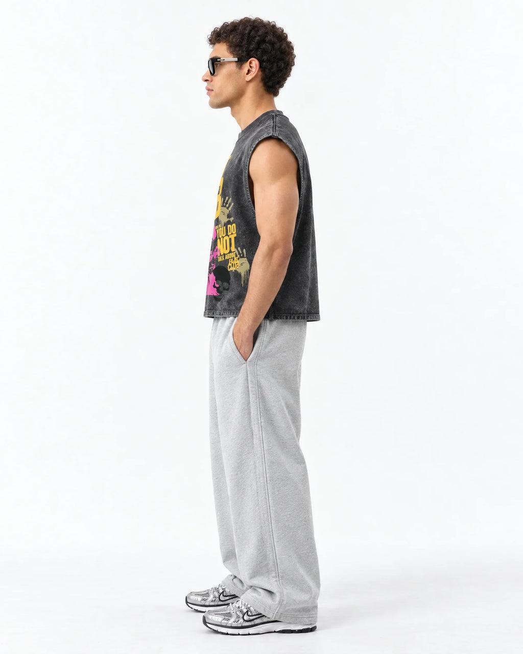 Soap Club Oversized Vest – side view on model