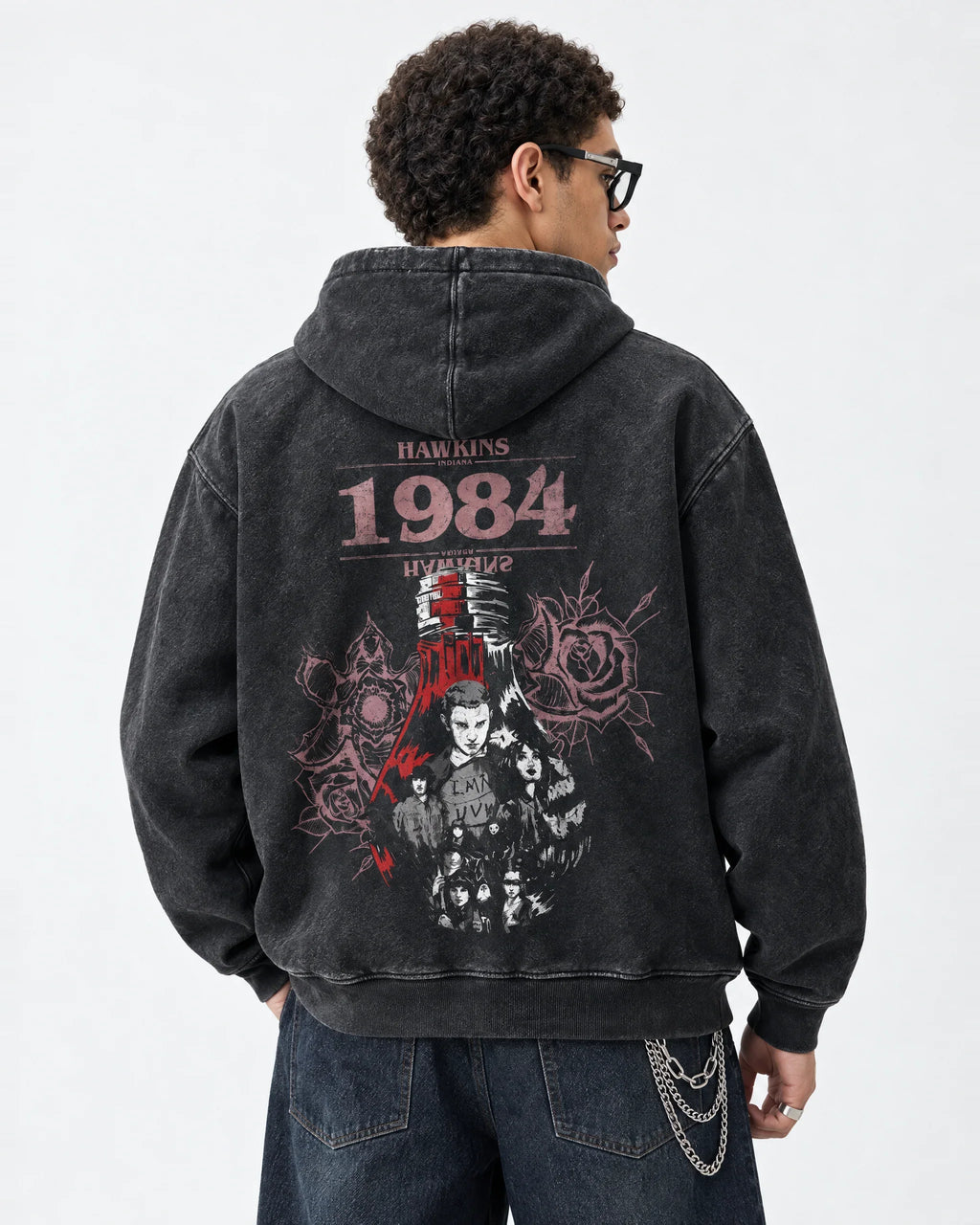 Stranger Things 1984 Red Signal Hoodie - back view