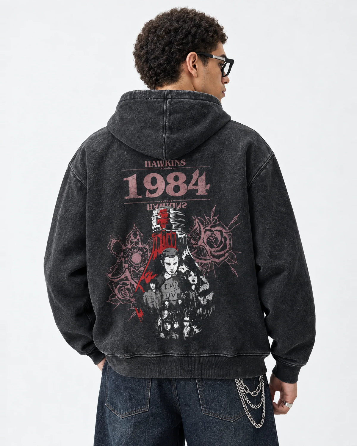 Stranger Things 1984 Red Signal Hoodie - back view