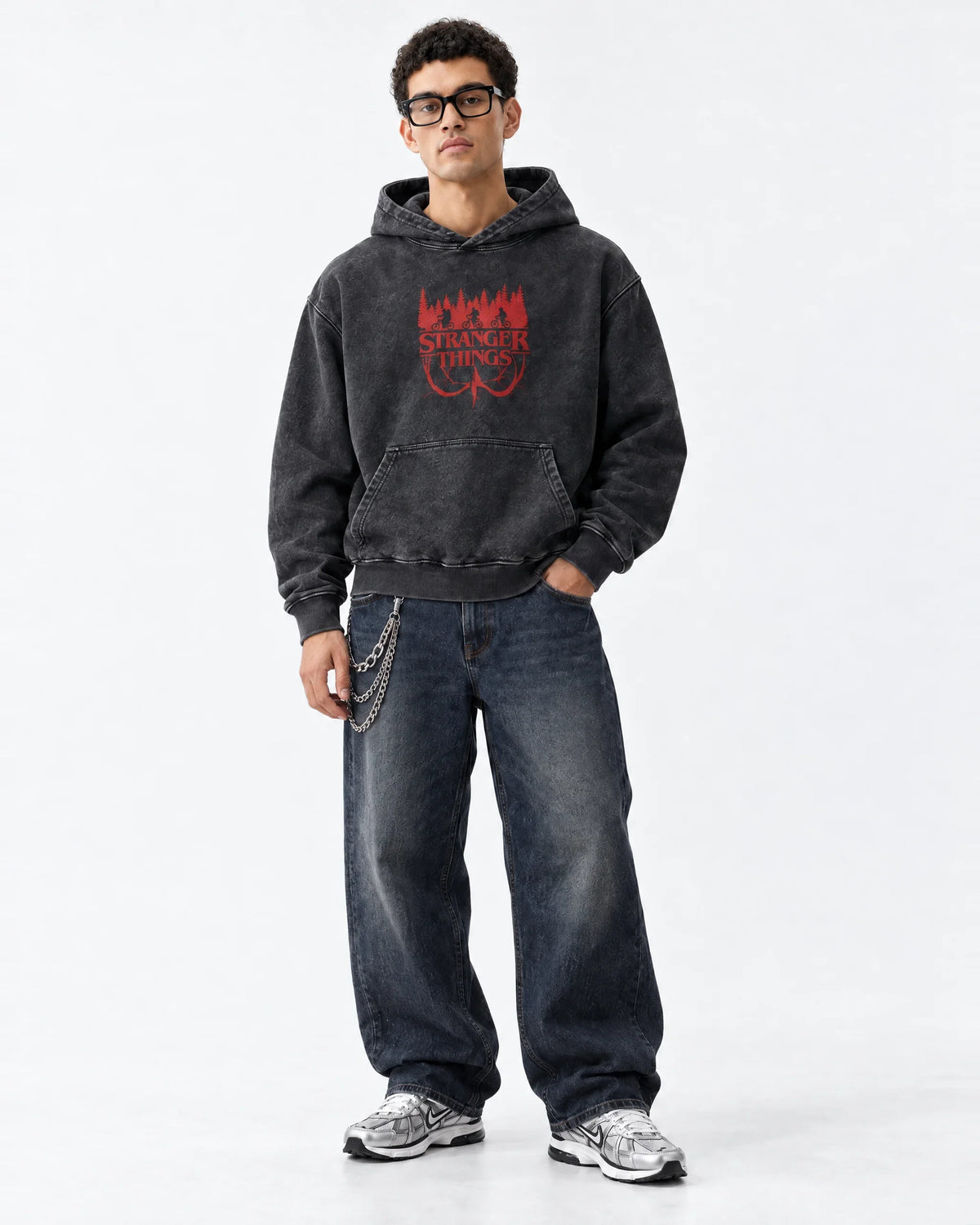 Stranger Things 1984 Red Signal Hoodie - full-body view