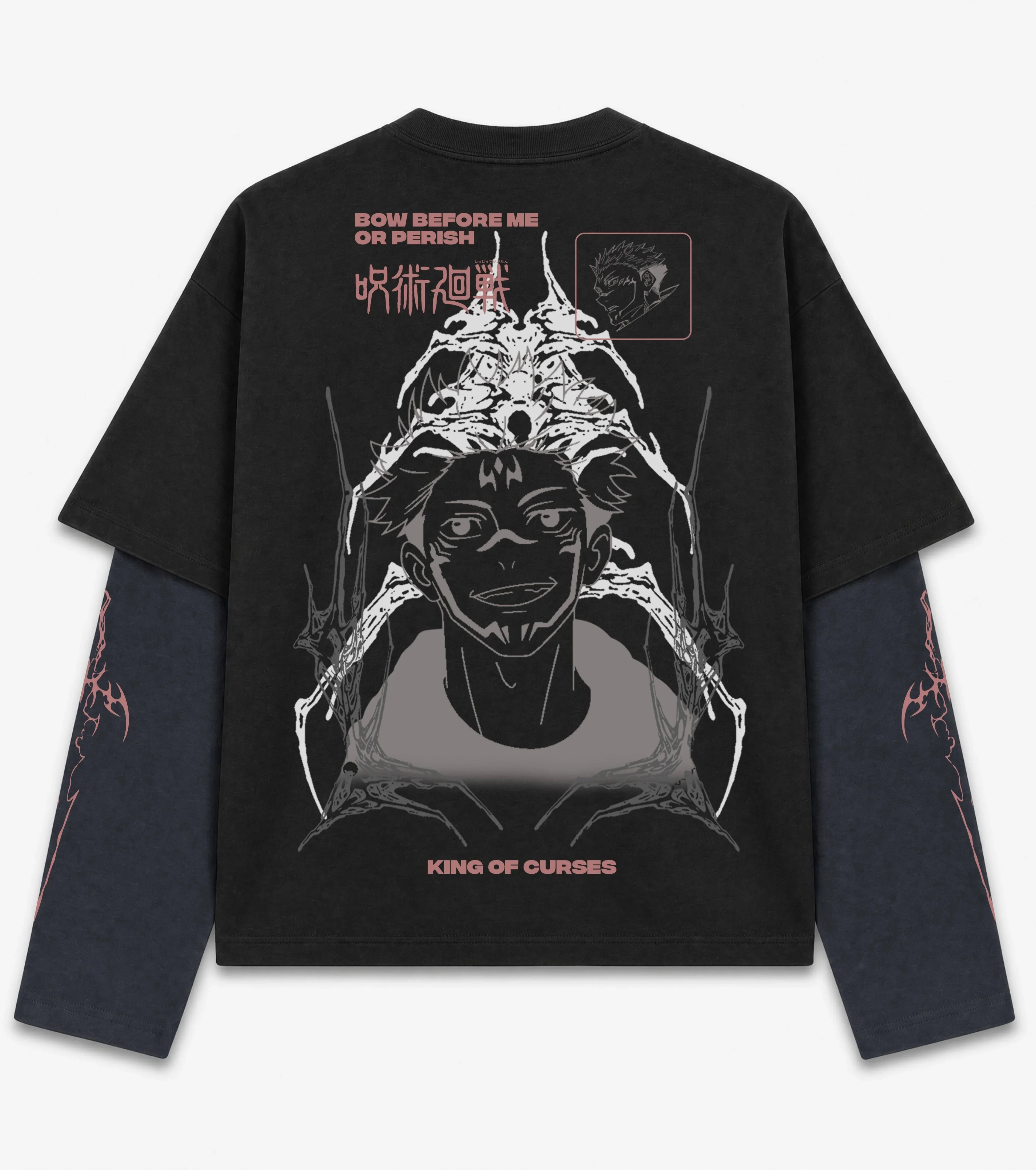 Sukuna Designed B&W Long Sleeve T-shirt