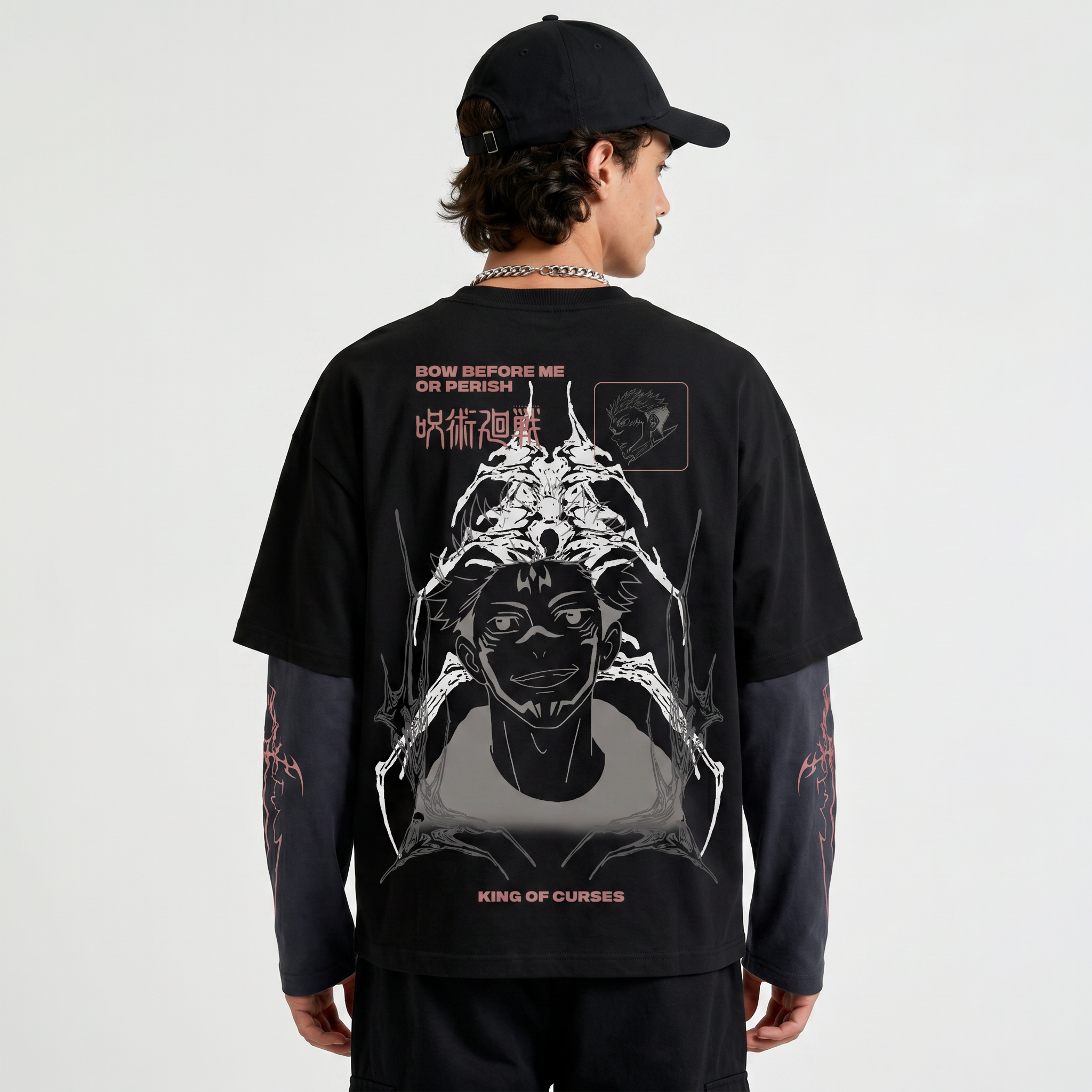 Sukuna Designed B&W Long Sleeve T-shirt