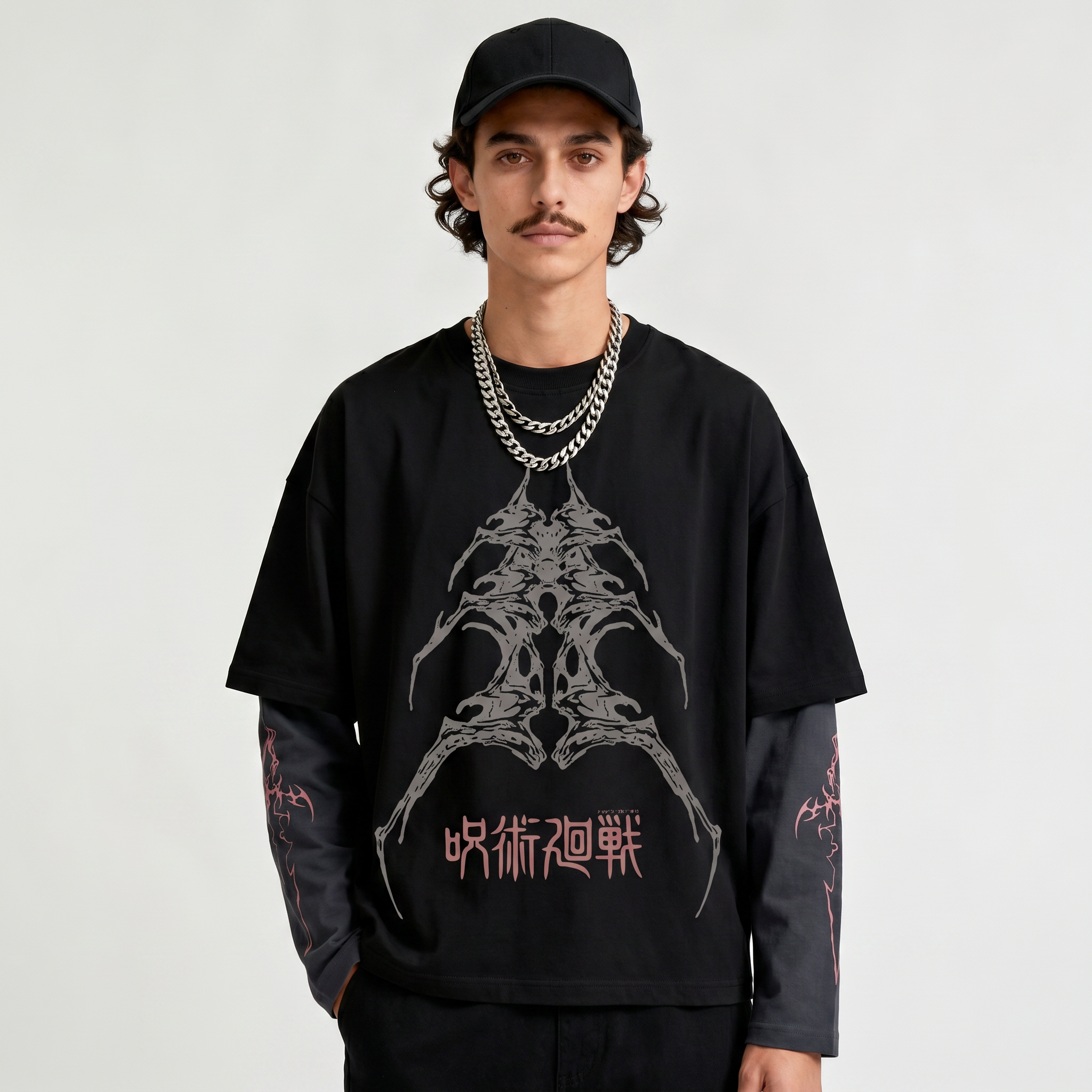 Sukuna Designed B&W Long Sleeve T-shirt