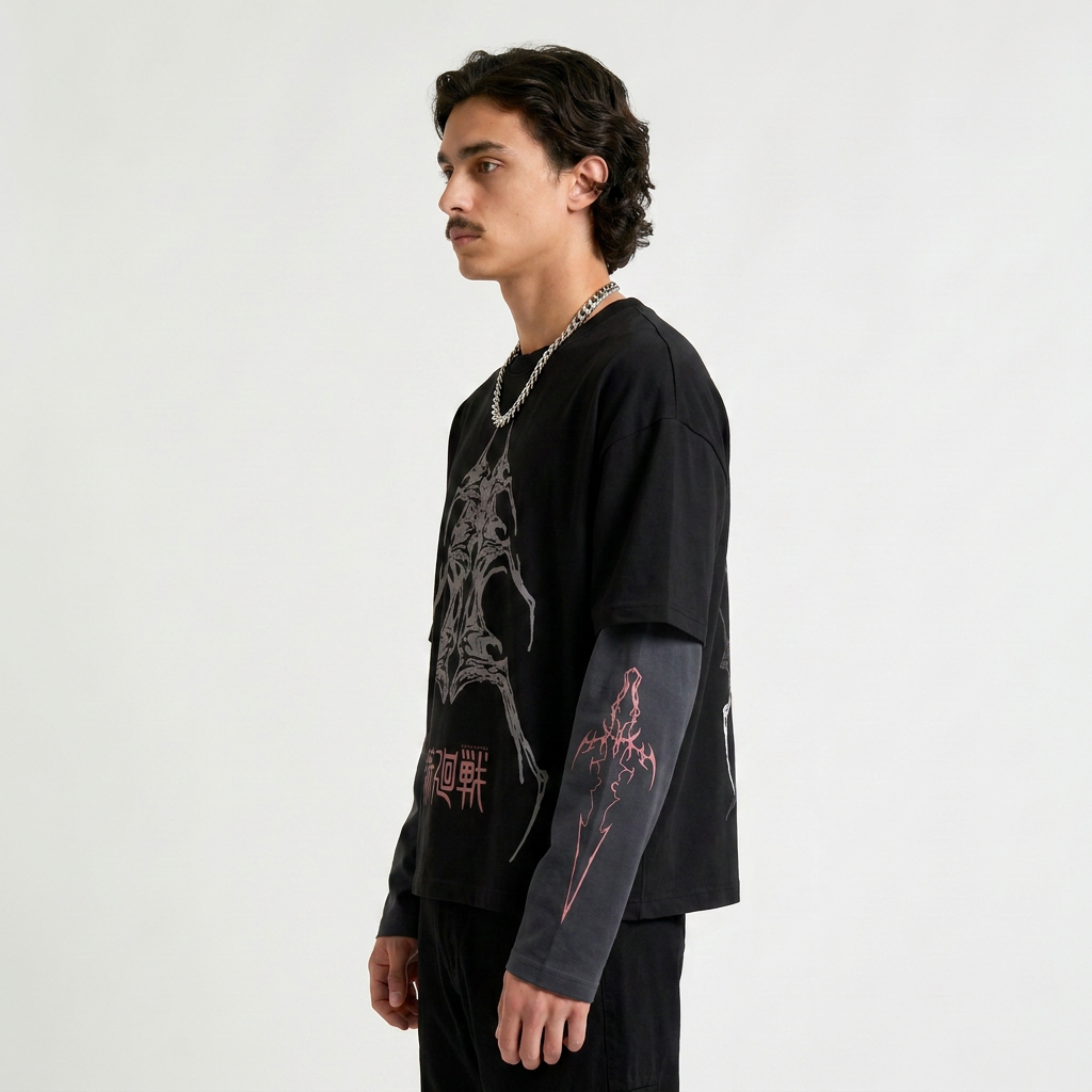 Sukuna Designed B&W Long Sleeve T-shirt