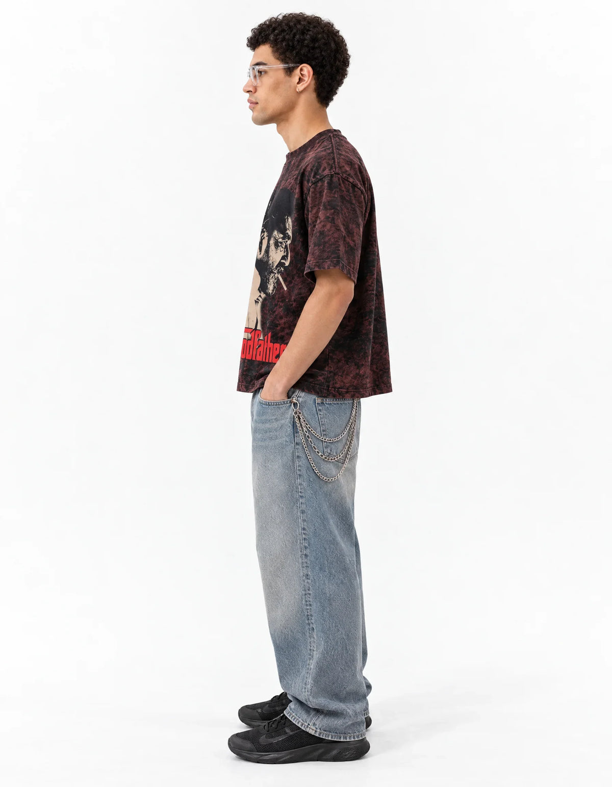 The Godfather Vintage Acid Wash Oversized Tee — side view