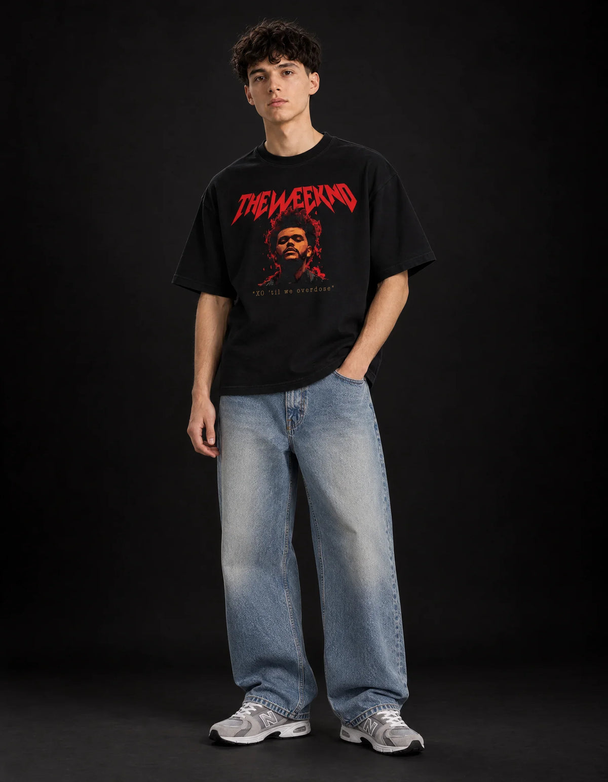 The Weeknd XO Blinding Lights Boxy Tee – full body view