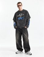 Tokyo Drift Racing Oversized Layered Tee — full-body view on model