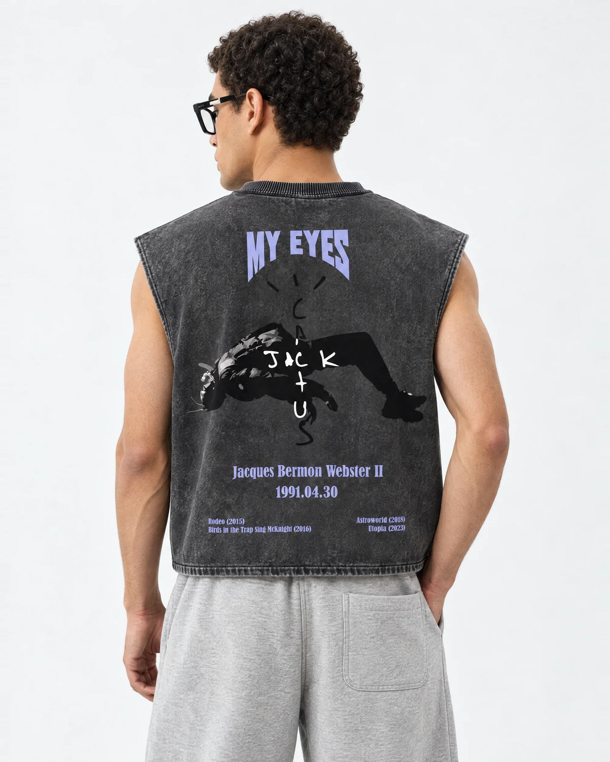 Travis Scott Cactus Vision Vest – back view on model