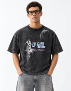 TV Girl Vintage Acid Wash Oversized T-Shirt — front view