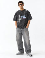 TV Girl Vintage Acid Wash Oversized T-Shirt — full-body view