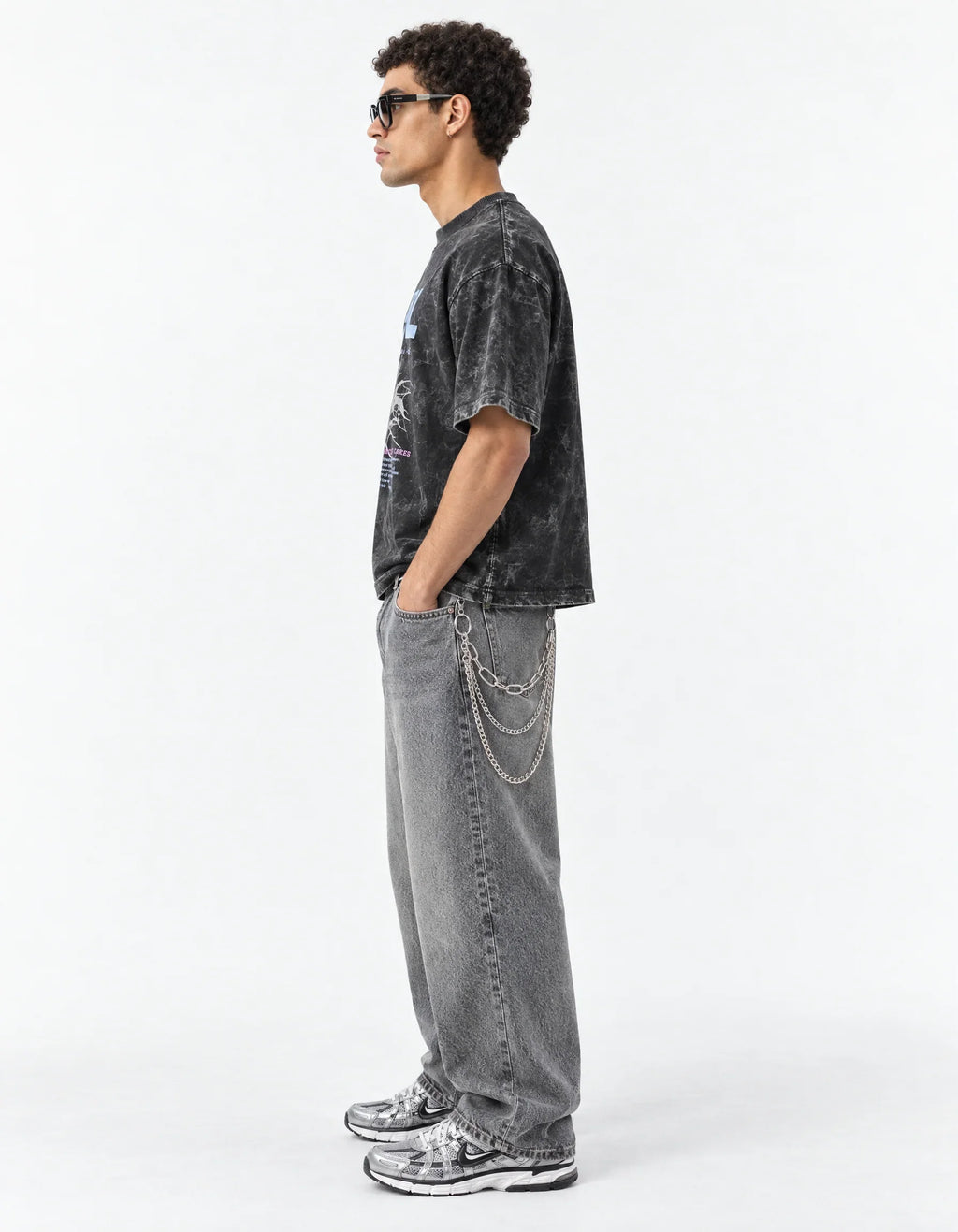 TV Girl Vintage Acid Wash Oversized T-Shirt — side view