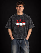 WASTED Wanted Level Acid Wash Tee — front view