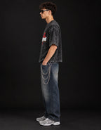 WASTED Wanted Level Acid Wash Tee — side view