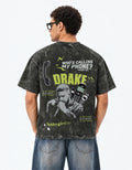 Who’s Calling Drake Boxy Acid Wash Tee — back view